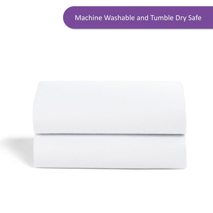 2 Pack Crib Fitted Sheets 44 x 80cm – White – Light, Breathable & Luxurious Jersey Cotton Made to Last & Designed to Fit SnüzPod Bedside Cribs