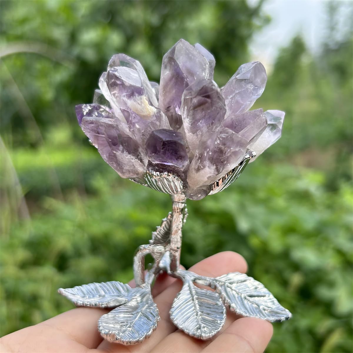 Xzyycyj 3.7" Raw Amethyst Crystal Crystal Tree Crystal Decor Natural Quartz Crystal Cluster Mineral Crystal Flowers Home Decor Gifts Crystals and Stones Desk Decorations(Amethyst)