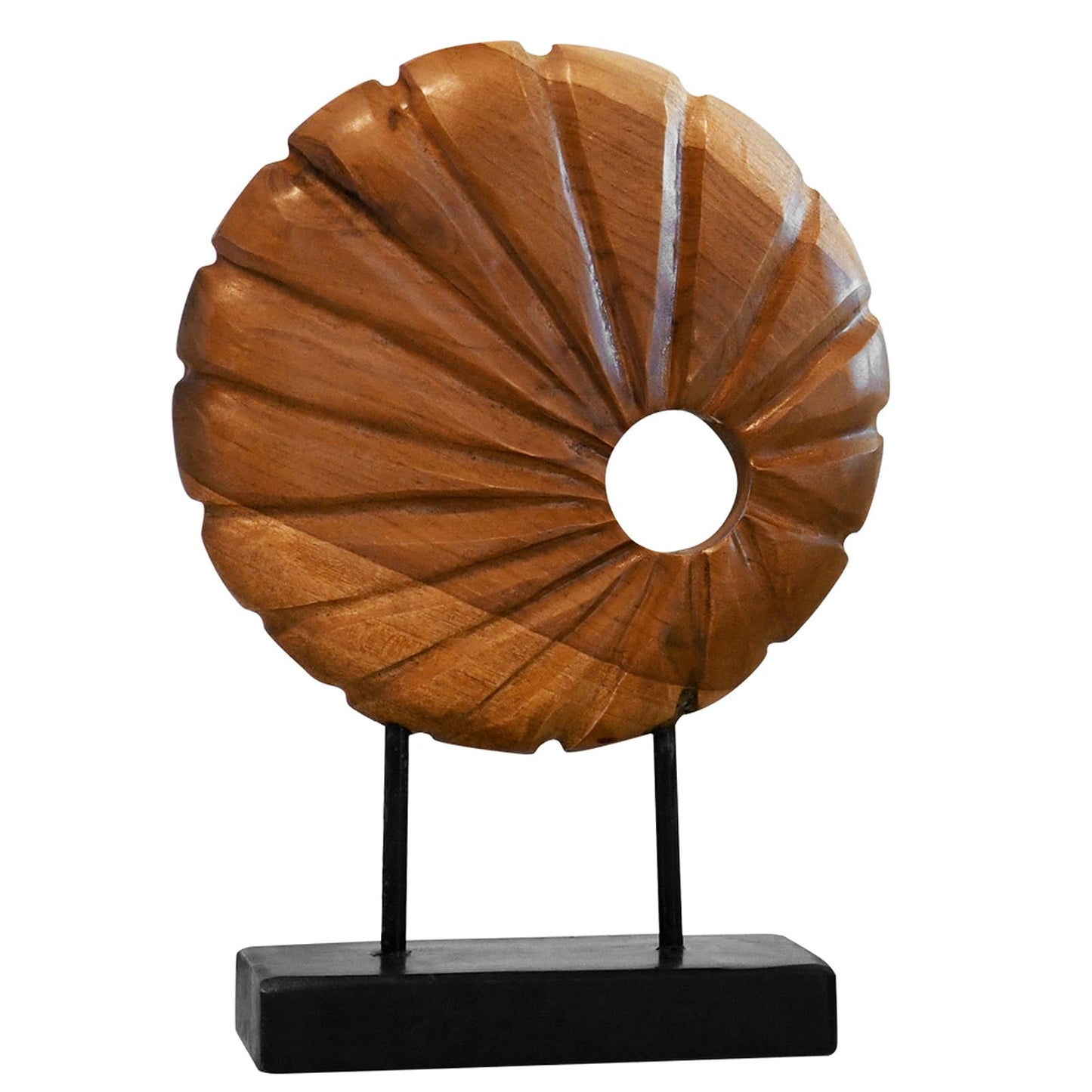 JOLLYMER Teak Sculpture Home Décor for Shelf Sculpture with Base Decoration for Living Room, Bedroom, Office 13.8"X9.8"X3.5"