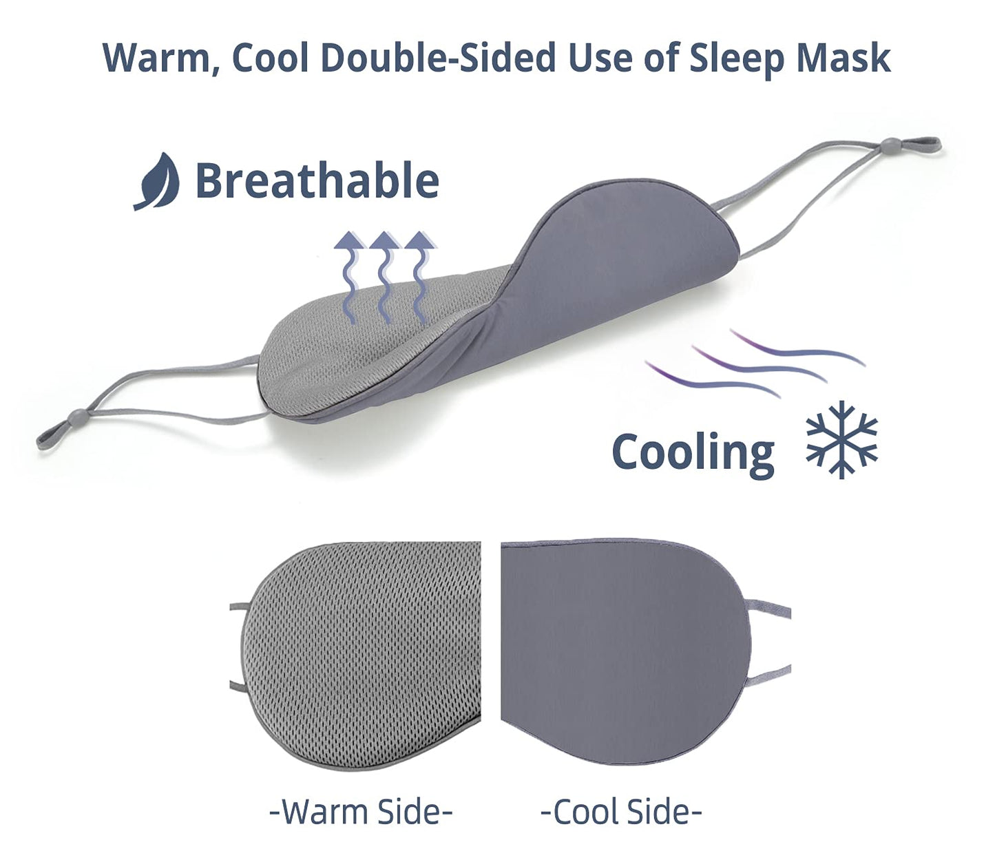 Sleeping Mask 2 Pack, Warm, Cool Double-Sided Use of Sleep Mask, Super Soft Blindfold with Adjustable Strap, Block Out Light, Comfort Sleep Eye Mask for Travel Meditation Nap