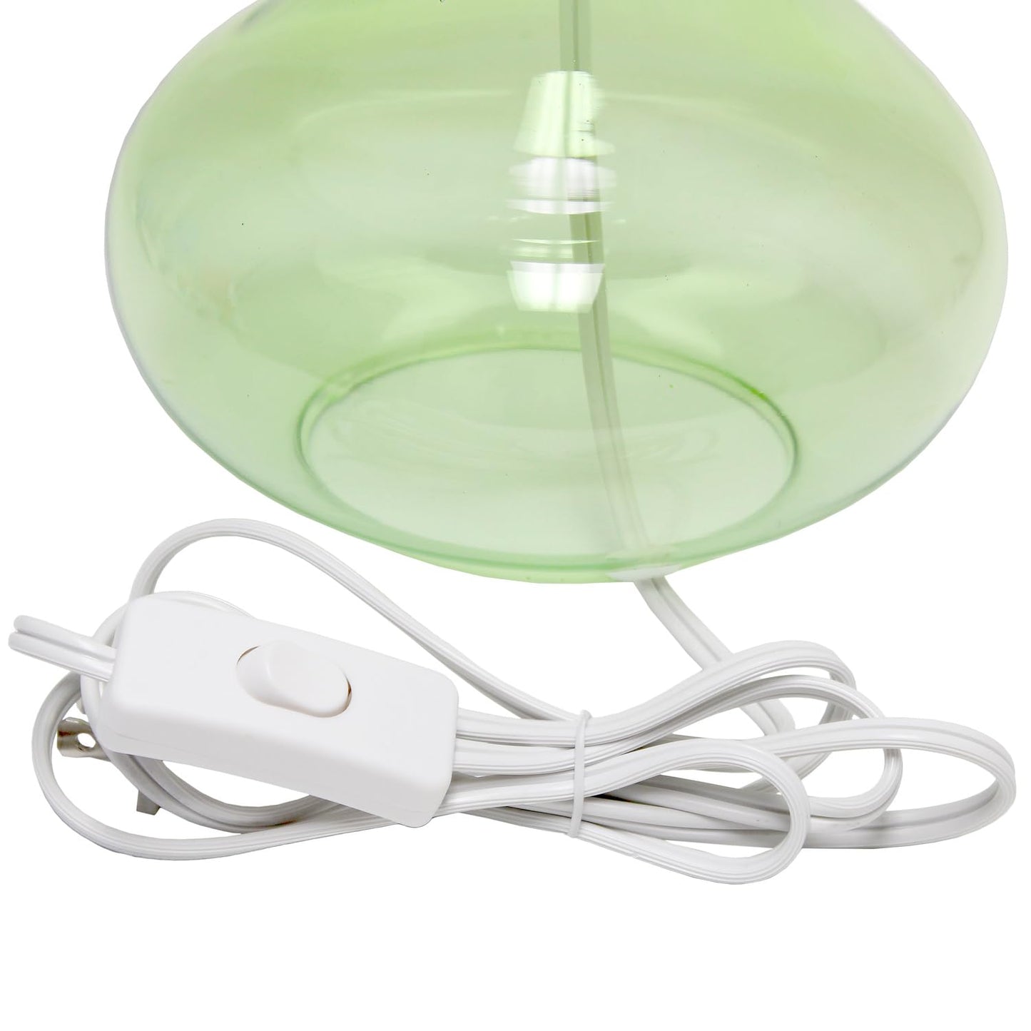 Simple Designs LT2063-GRW Glass Raindrop Table Lamp with Fabric Shade, Green with White Shade