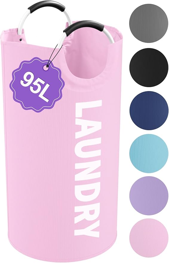 95L Large Laundry Basket with Handles, Foldable Clothes Hampers Stand Up Well
