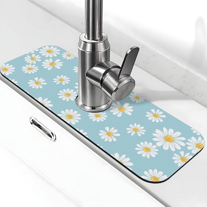 Beautiful Daisy Flower Floral Kitchen Sink Splash Guard Faucet Mat Super
