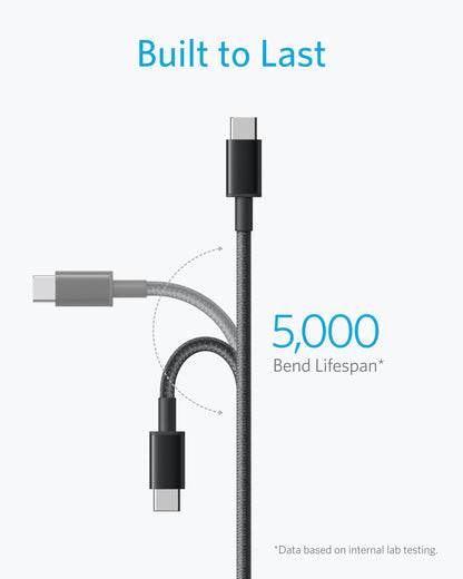 Anker USB C to USB C Cable, Type-C 60W Fast Charging Cable (3FT, 2Pack) for iPhone 16 Series, iPad mini 6 and More (Black)