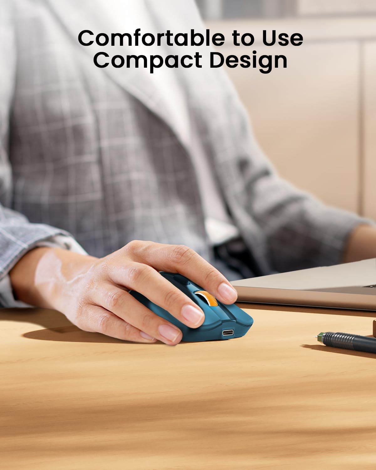 ProtoArc Bluetooth Wireless Mouse, USB C Mouse, EM15 Rechargeable Compact Portable Type C Wireless Mice for Laptop, Tablet, PC, Windows, Mac OS-Blue
