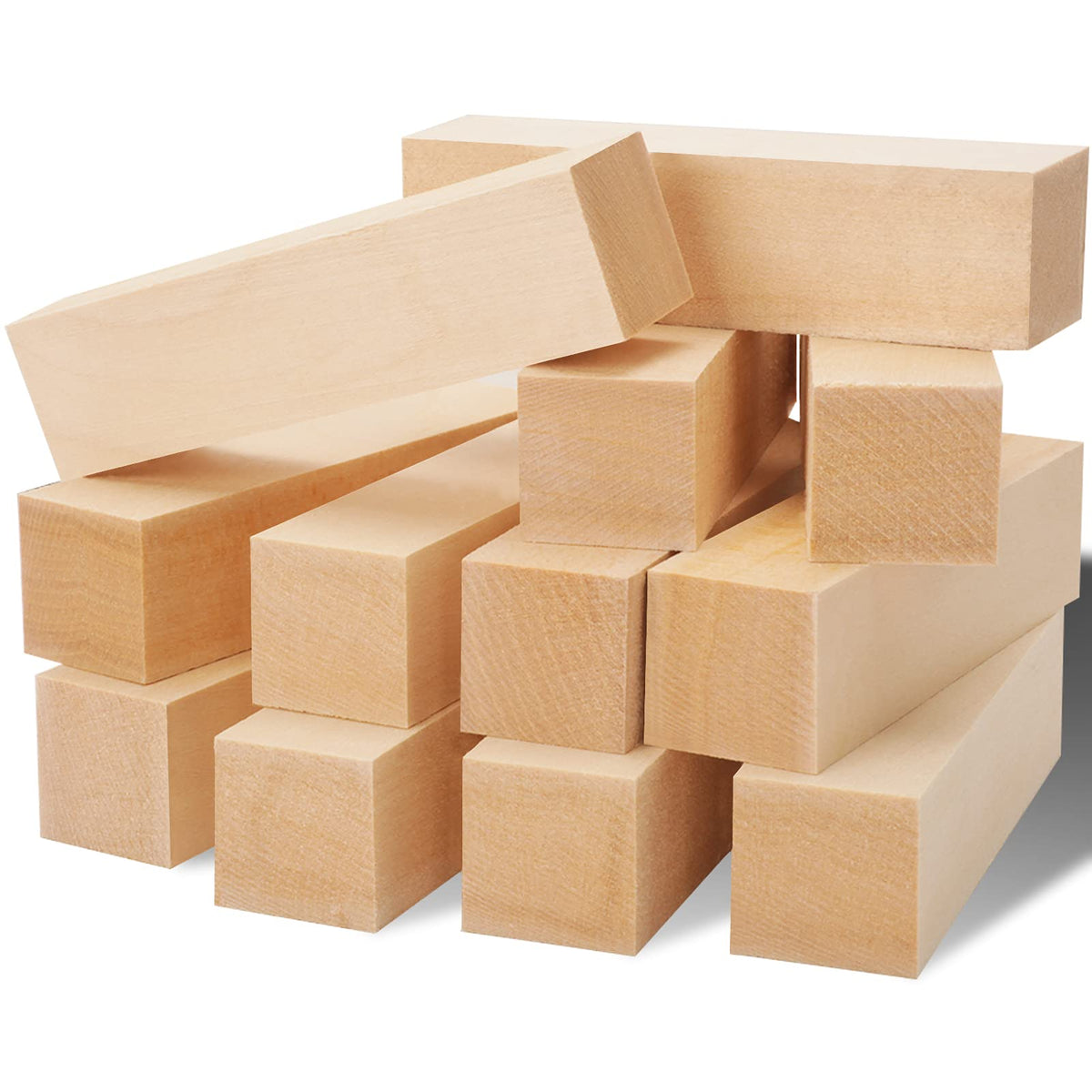 YIPLED 12 Pack Unfinished Basswood Carving Blocks Kit, Rectangular Wooden Blocks for DIY Carving, Crafting and Whittling for Adults Beginner and Experts(4 x 1 x 1 inch)