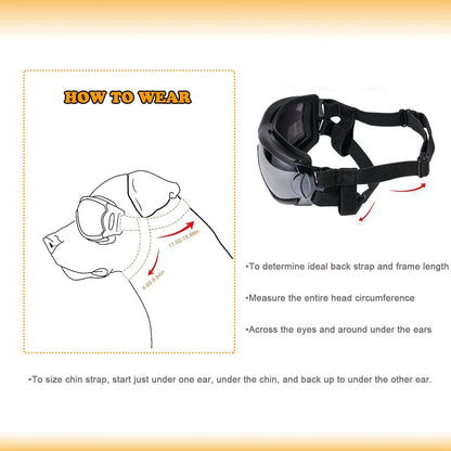 NVTED Dog Sunglasses Dog Goggles, UV Protection Wind Protection Dust Protection Fog Protection Pet Glasses Eye Wear Protection with Adjustable Strap for Medium or Large Dog (Pack of 1)