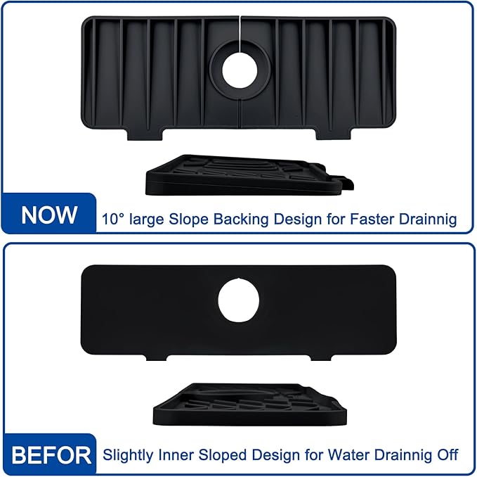 Meiliweser Silicone Faucet Splash Guard Gen 3-10° Large Slope & Adaptable Hole