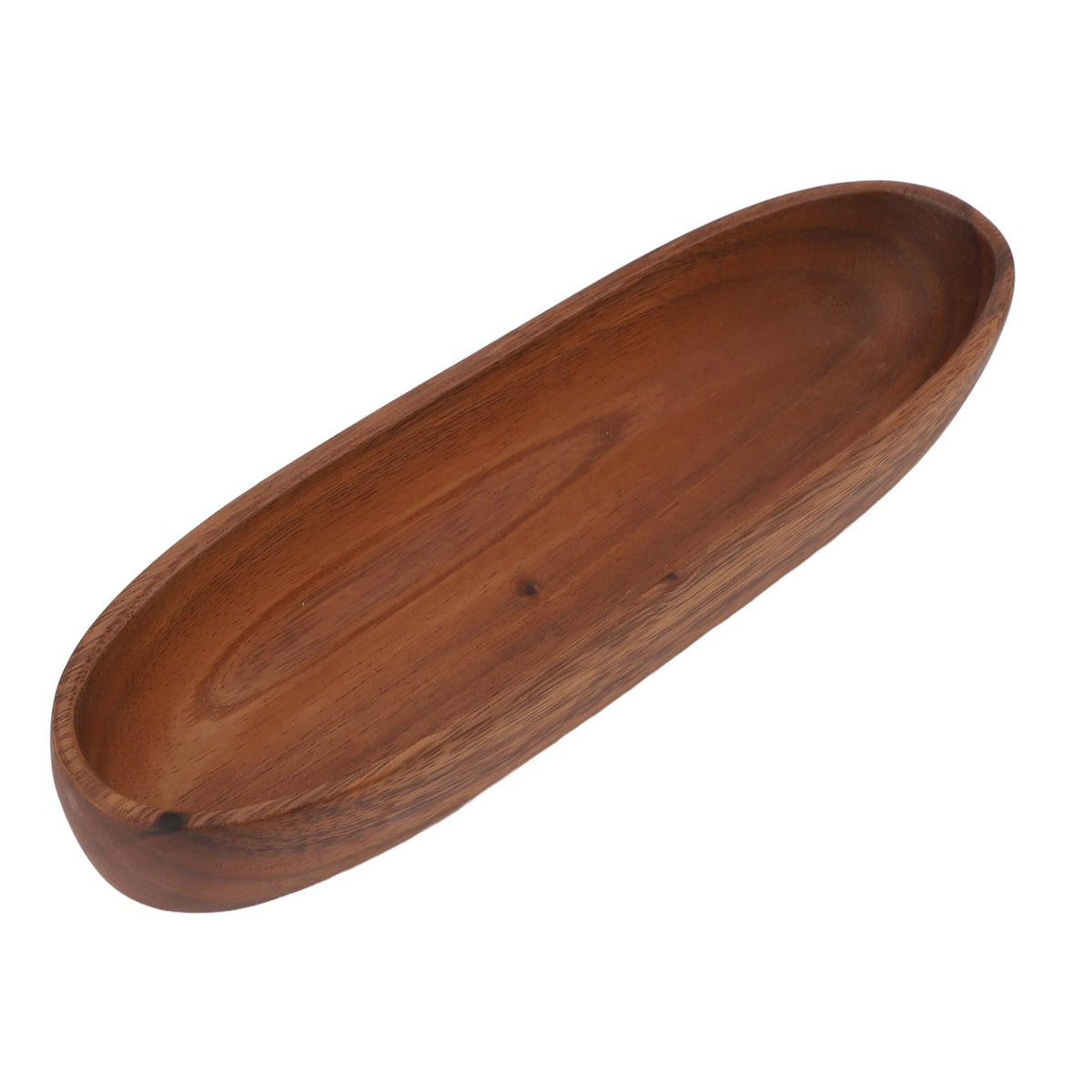 Rengue Wooden Salad Bowl, Serving Bowl Solid Wood for Fruits Snacks Desserts Large Capacity Boat Shaped for Kitchen Table