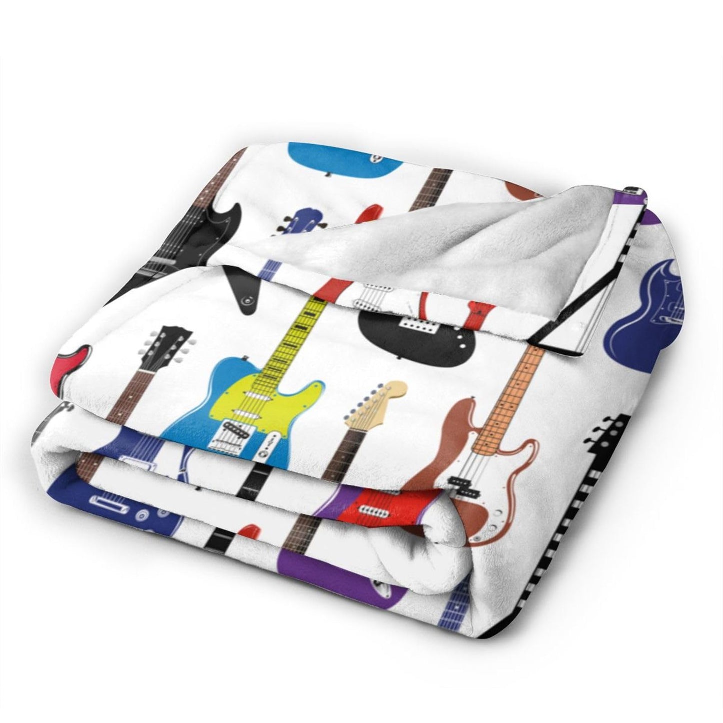 Electric Guitars Pattern Throw Blanket Music Soft Fleece Blanket Men Women Gift for Kids Boys Girls for Party Couch Sofa Bed Deco Blankets 50x40 Inch