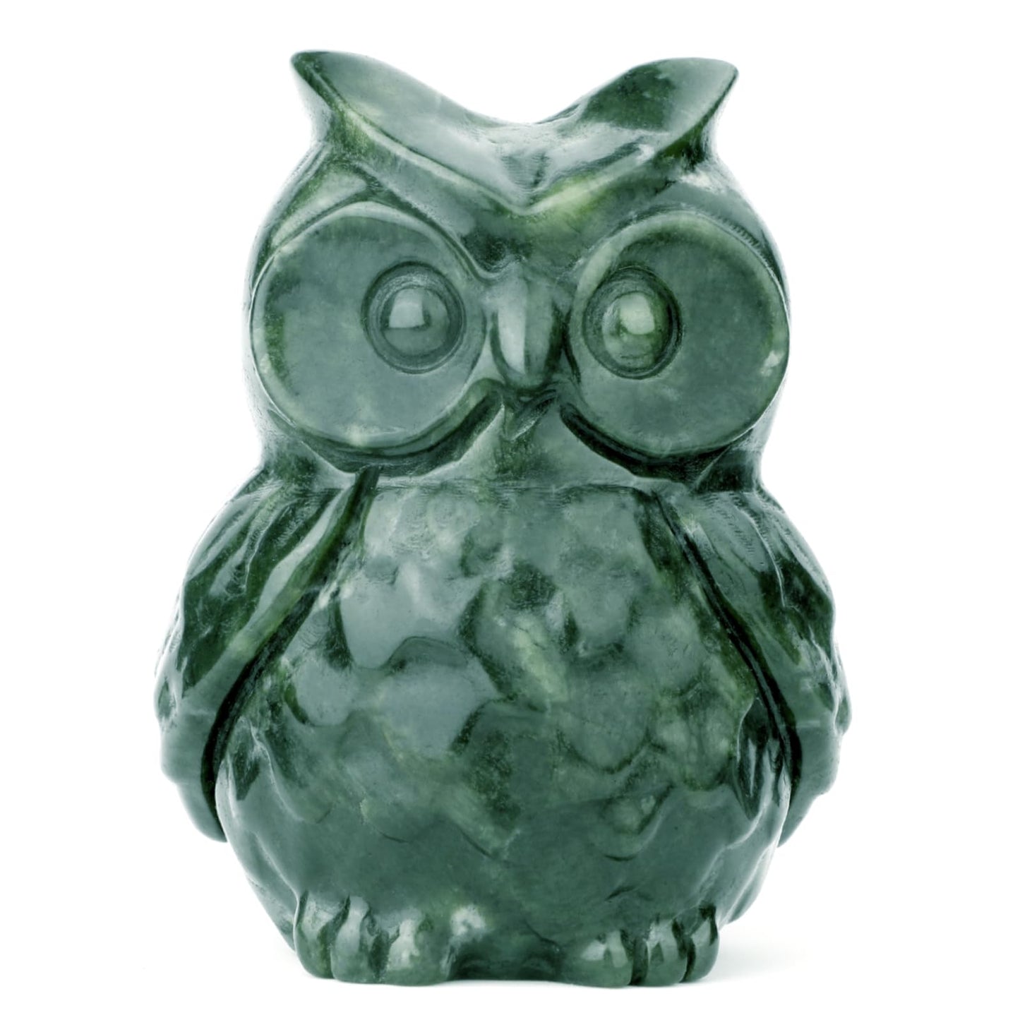 gemshan Jade Stone Owl Statue - 3.3inch Jade Statue Hand-Carved Animal Figurines for Home Office Desk Decoration
