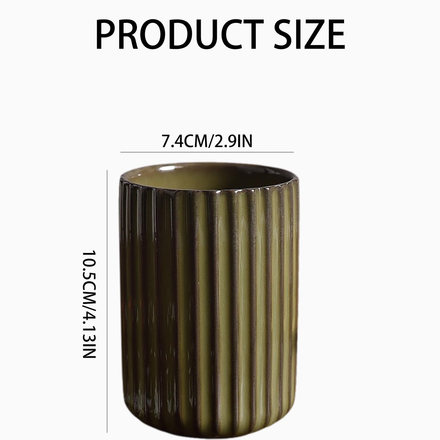 Ceramic Toothbrush Holder for Bathroom, Ceramic Toothbrush Cup, Toothpaste Organizer for Bathroom Countertop, Bathroom Storage Organizer, Kiln Transformation Cup (Green)