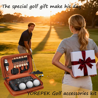 YOREPEK Golf Accessories Kit for Men, Golf Stuff Set with Leather Case, Golf Balls, Golf Tees, Multifunctional Divot Knife, Monocular, Scorer, Golf Gifts for Men Women Golfers