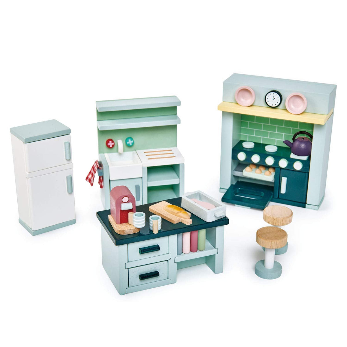 Tender Leaf Toys - Dovetail Dollhouse Accessories - Detailed Ultra Stylish Wooden Furniture Sets and Room Decor - Encourage Creative and Imaginative Fun Play for Children 3+ (Dovetail Kitchen Set)