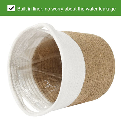 tenn well 20cm Plant Pot with Liner, Cotton Indoor Planter Woven Storage Basket for Indoor Plants Flower Pot and Home Decoration (20cm X 20cm)
