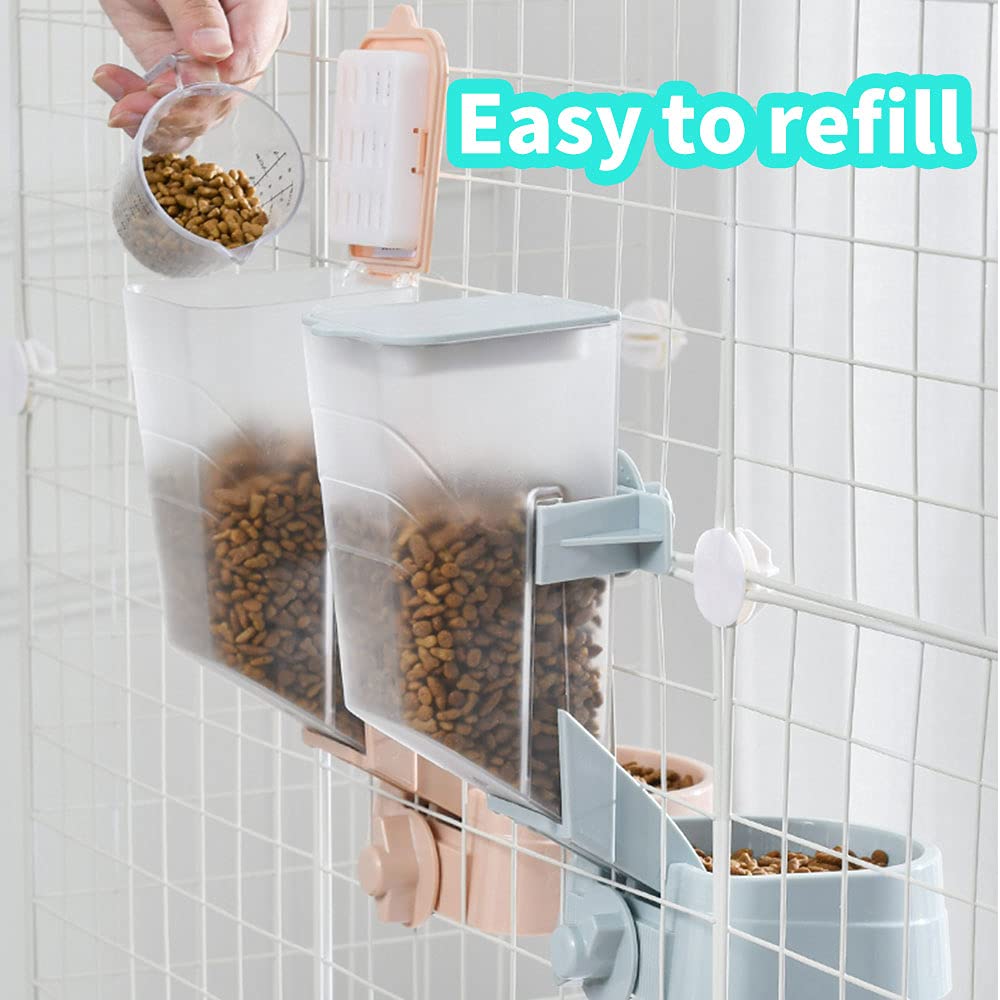 Oncpcare 1L Hanging Small Animal Feeder with Lid Small Animal Feed Box, Automatic Pet Feeder, Great for Rabbits, Ferrets, Cats, Birds and Other Small Animals1, Pink