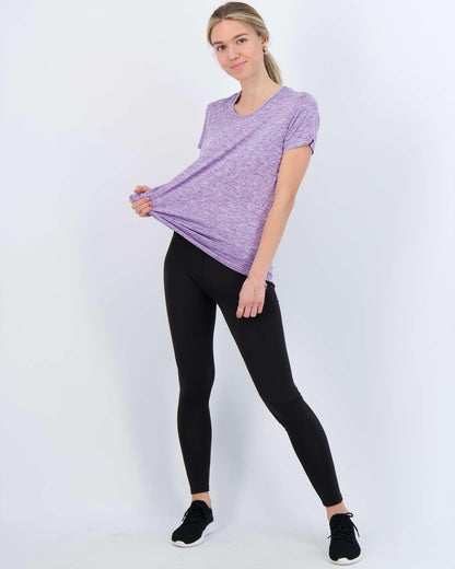 Real Essentials 5 Pack: Women's Short Sleeve T-Shirts Workout Tops Fitness Pilates Gym Activewear Athletic (Plus Available), Set 7, L, Pack of 5
