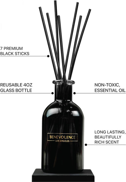 Benevolence LA Reed Diffusers for Home, Lavender & Eucalyptus Relaxing Fragrance | Aromatherapy Reed Diffuser Sticks with Gift Box, Scented Sticks for Bathroom | Home Décor