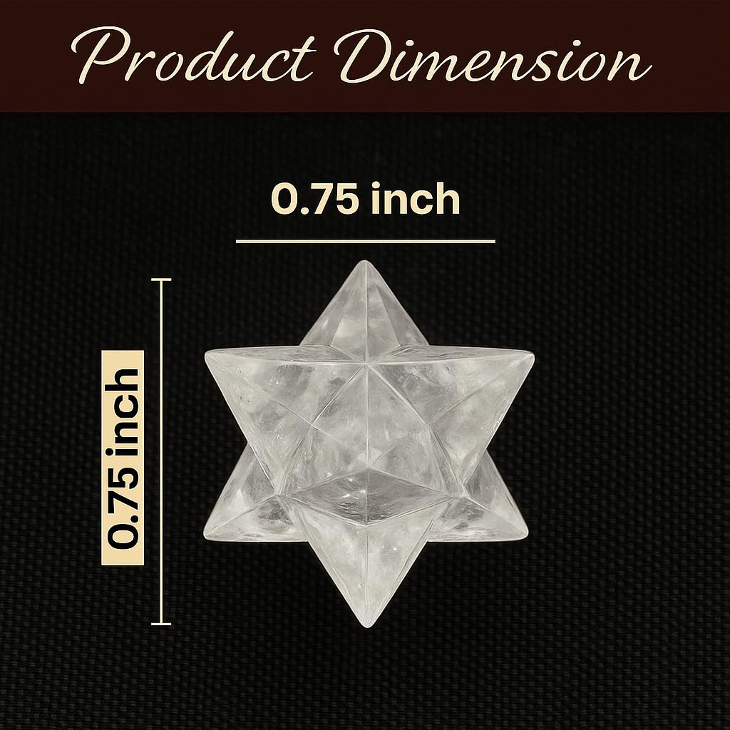 Jet 1 Pcs Clear Quartz Crystal 12-Point Merkabah Star for Healing - Panic Balancing Meditation Tool Use (0.75-1 inch, 8-10 Grams)