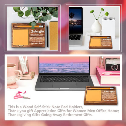 in This Office We are a Team, Inspirational Gifts for Coworkers, Employee Appreciation Office Sign, Thank You Gifts for Team Work Friends, Farmhouse Wood Self-Stick Note Pad Holders-LBB135