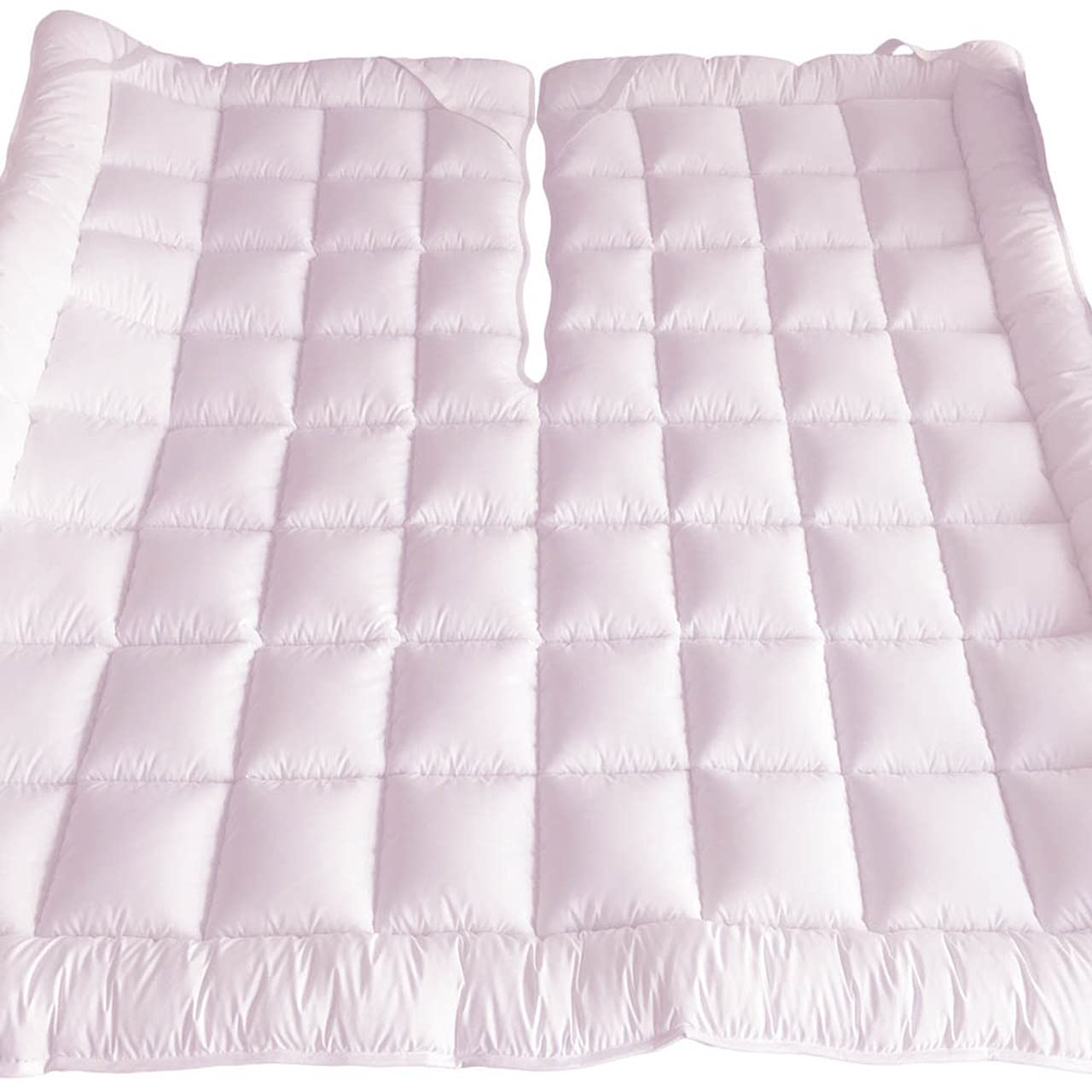 Royal Hotel Bedding Mattress Topper, Top-Split-King, 2 Inches Hypoallergenic Overfilled Down Alternative Anchor Bands Mattress Topper