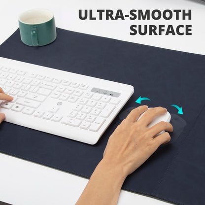 Magnetic Wireless Charging Desk Mat, 23.4"x15.6" Large Office Mouse Pad, Microfiber Leather Mouse Mat with Ultra-Smooth Surface, Waterproof Computer Keyboard Desk Mat for Office & Home, Laptop, Blue