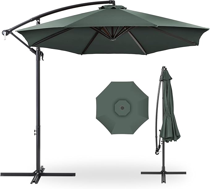 Best Choice Products 10ft Offset Cantilever Hanging Market Patio Umbrella, 8 Sturdy Ribs, Easy Adjustment - Slate