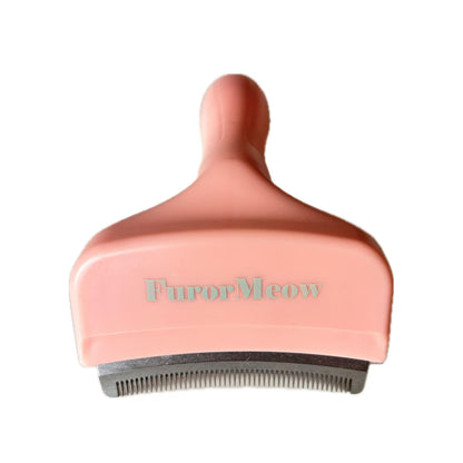 FurorMeow Pet Deshedding Tool with Curve Blade, Cat Grooming Brush, Tight V-shaped Teeth Shedding Comb for Cats and Dogs (Pink, Small)