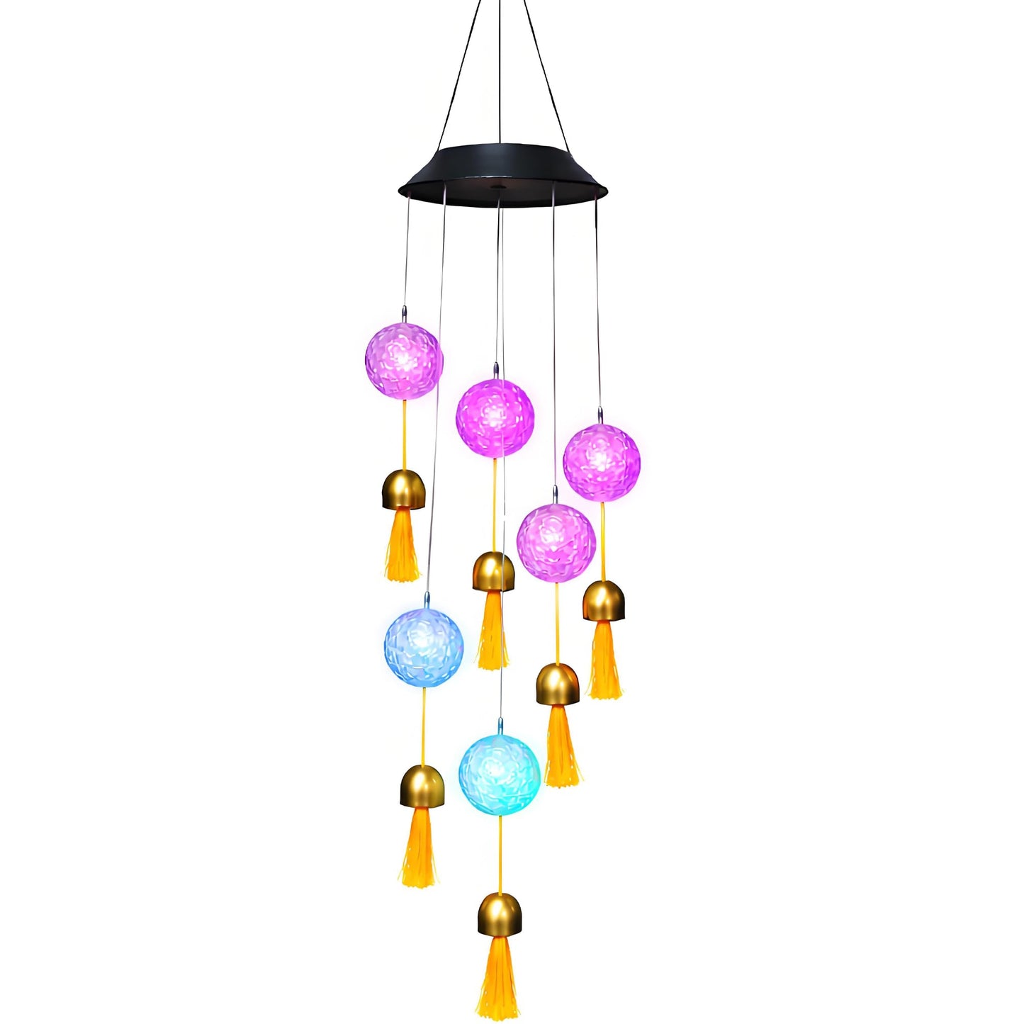 38” Mini Ball Bell Solar Light LED Wind Chime for Outside, Weather Resistant Decoration Outdoor Garden Patio Subtle Tone Decor, Ideal Gift for Birthday, Mother's Day, Meditation, Ambiance