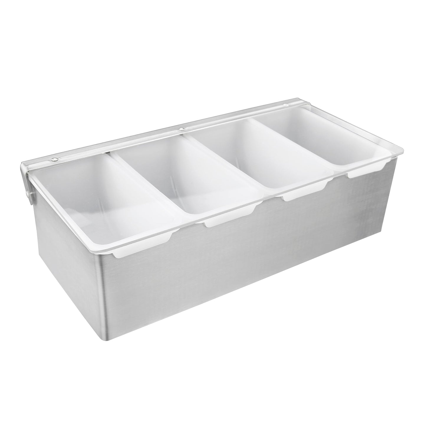 New Star Foodservice 48025 Stainless Steel Condiment Dispenser with 4 Compartments (NO ICE Tray Included)