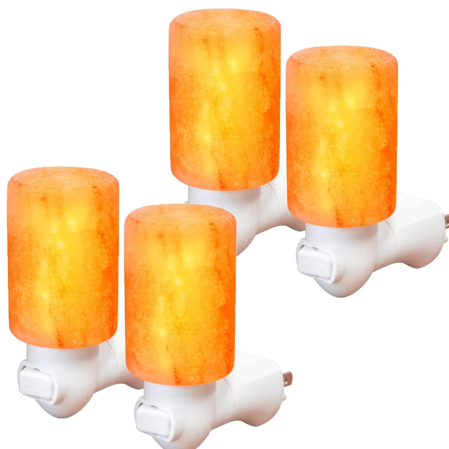 Reppkyh 4 Pieces Himalayan Salt Lamp Plug in Night Light Salt Lamp, 360 Degree Adjustable Wall Plug for Bedroom Night Light