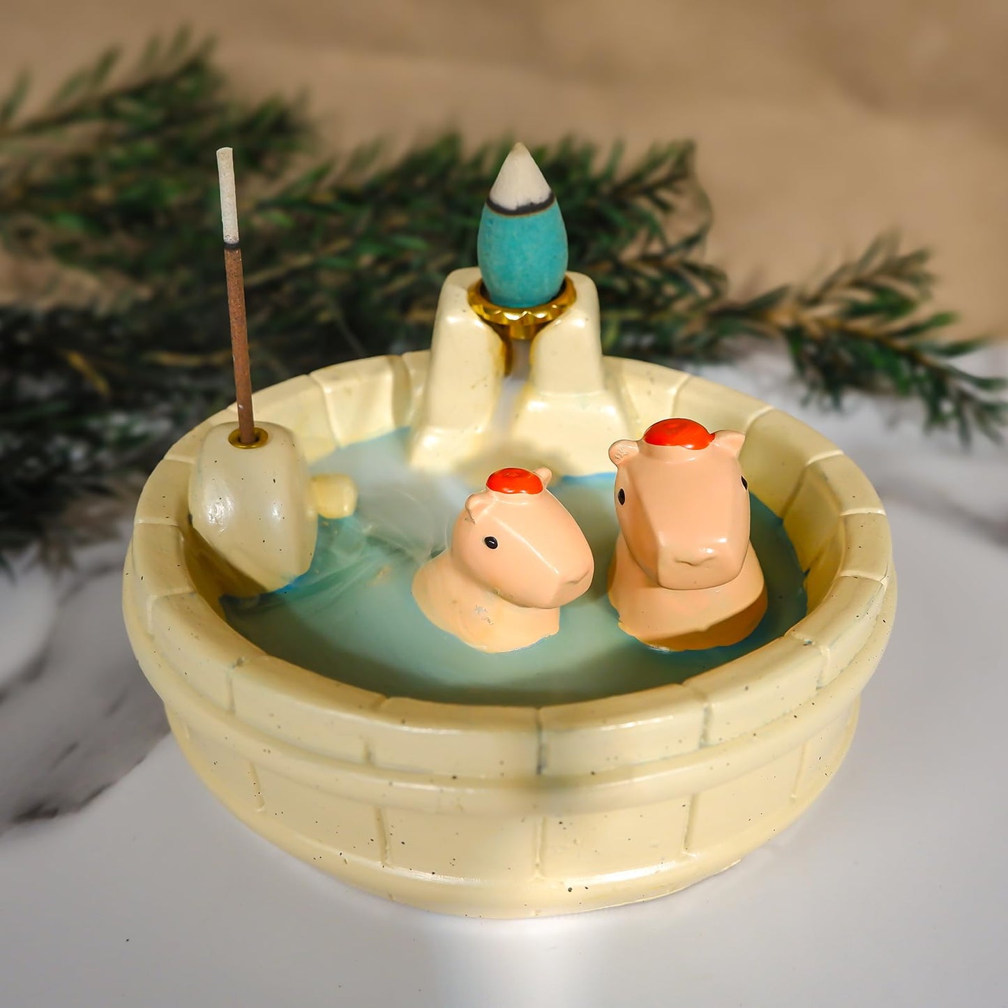 MOUGIGI White Capybara Backflow Incense Holder - Adorable Unique Design with Waterfall Effect for Relaxation & Aromatherapy | Perfect for Energy Cleansing,Yoga,Meditation,Zen Spaces, and Altar Decor
