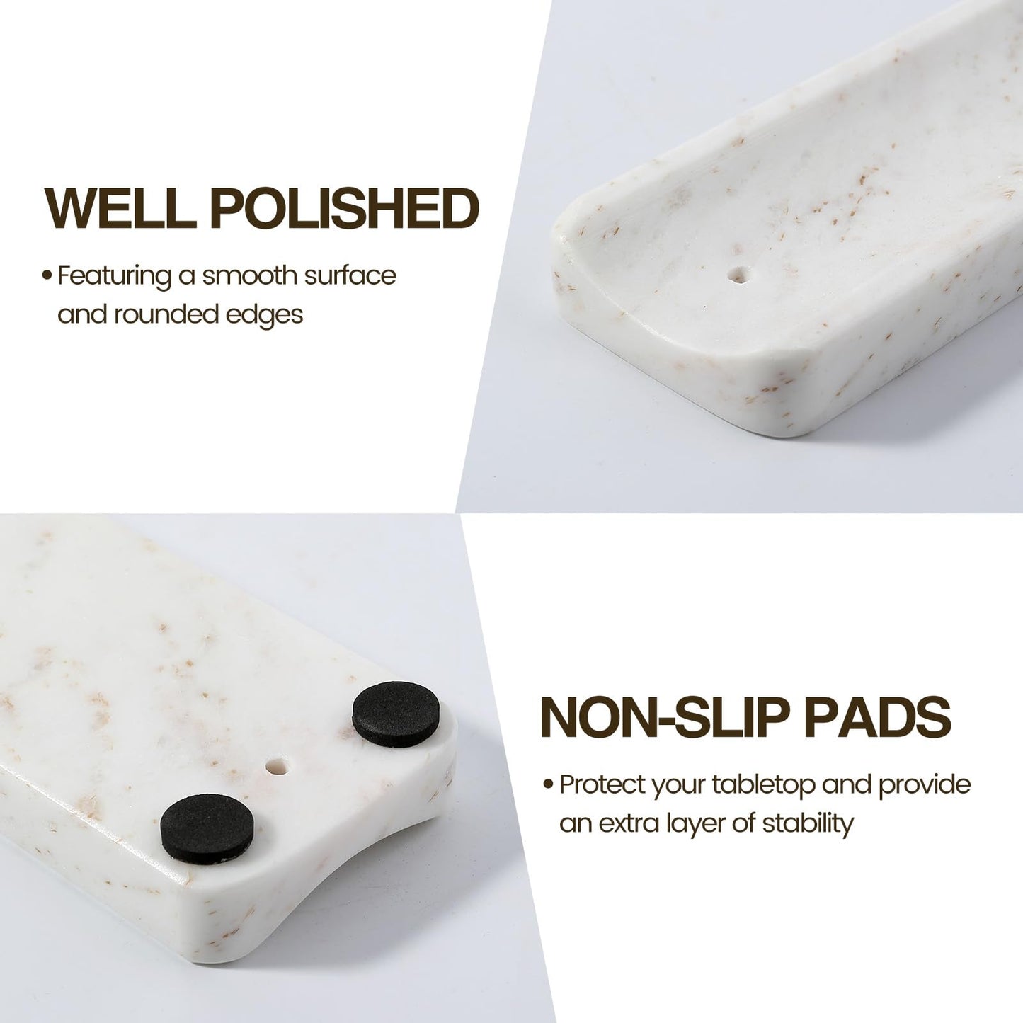 Koville Marble Incense Holder, Incense Holder for Sticks, Incense Sticks Holder Ash Catcher for Meditation Yoga SPA, Natural Stone Incense Burner, Home Table Decor (White&Gold)