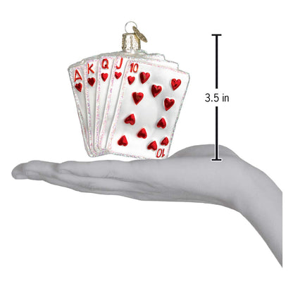 Old World Christmas Vegas Royal Flush Glass Blown Ornament for Christmas Tree, Handcrafted Holiday Decoration, Gamble Collection