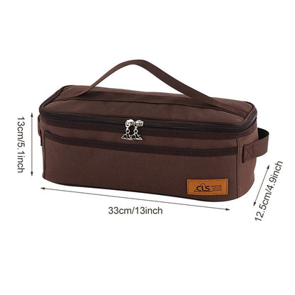 Camping Travel Cooking Utensils Organizer Travel Bag with Net Pockets, Portable Pouch for BBQ Camp Cookware Kitchen Kit,13x5.1x4.9inch (Oxford Cloth, Nylon, Metal)