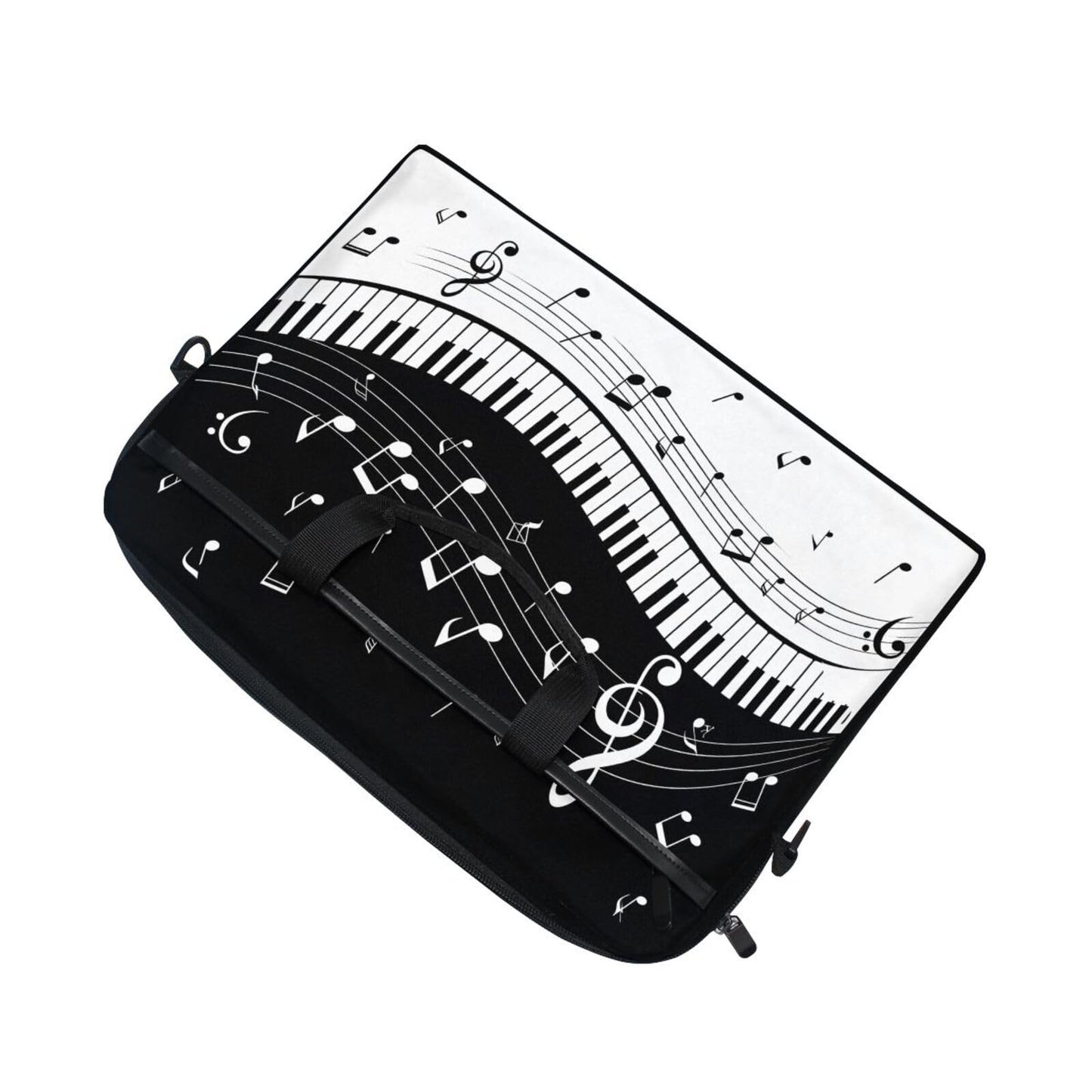 MRMIAN Fashionable Black White Music Note Score 15 inch Laptop Case Shoulder Bag Crossbody Briefcase Messenger Sleeve for Women Men Girls Boys with Shoulder Strap Handle, Back to School Gifts