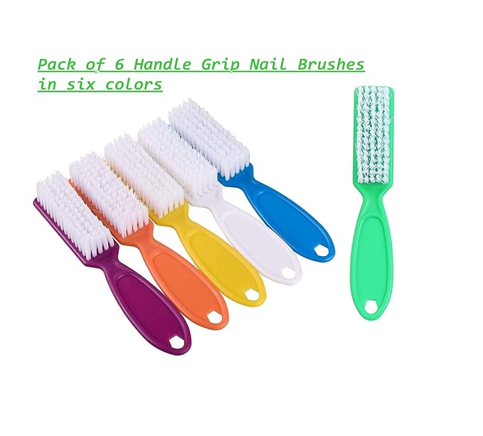 6 Pcs Handle Grip Nail Brush, Nail Cleaning Brushes