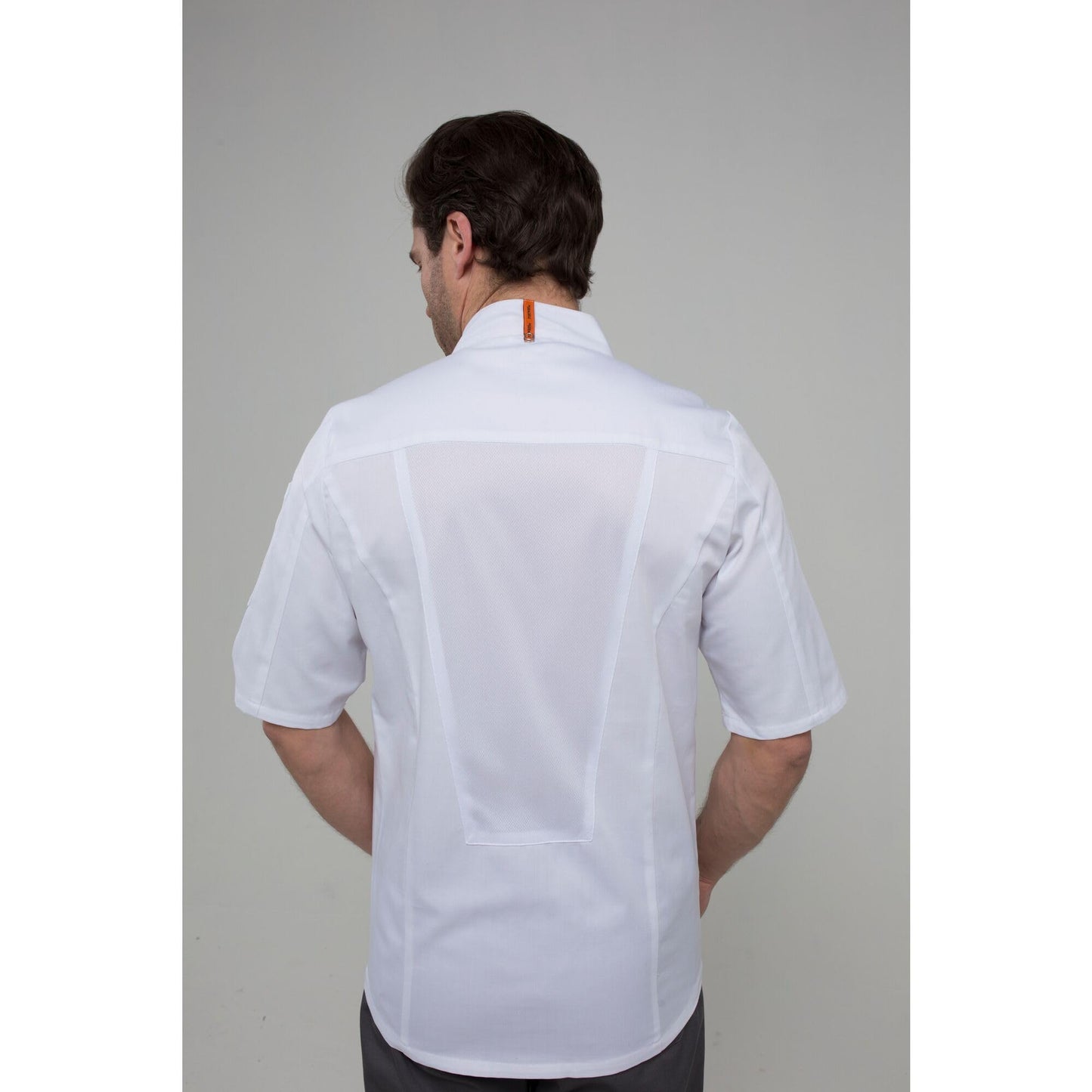 Portwest C738 Men's Mesh Air Pro Chef Jacket Short Sleeve Breathable Durable Slim Fit Texpel Finish Workwear Apron with Sleeve Pocket Machine Washable, White, XL