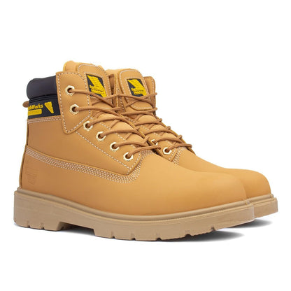 EarthWorks Safety - EarthWorks Hammer Mens Lace Honey Safety Boot - Size 10 UK - Gold
