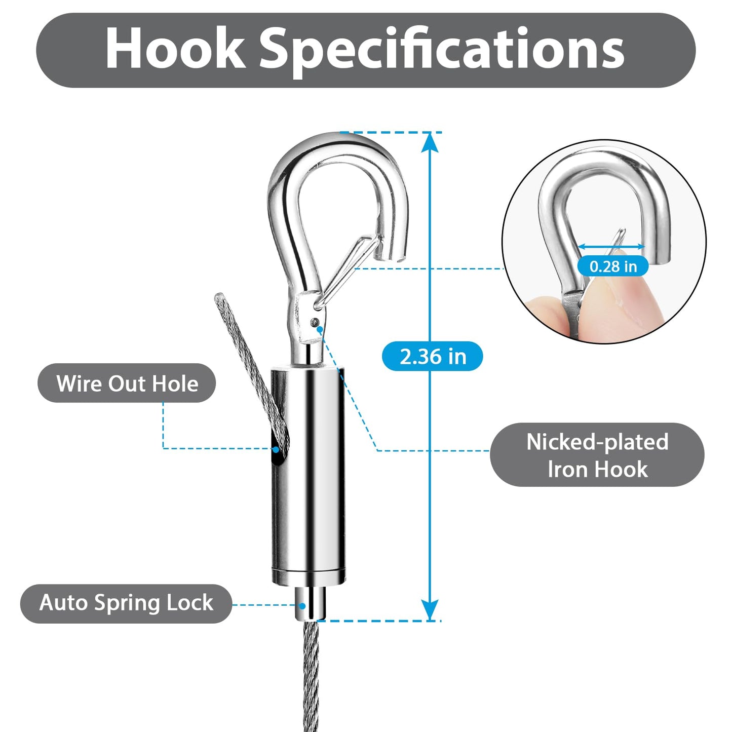 8PCS Adjustable Picture Hanging Wire Kit,Frame,Mirror Hanging Kit,6.6FT Heavy Duty Stainless Steel Rope for Hanging Pictures,Billboards,Basket,Flowerpot,Supports Up to 66lbs