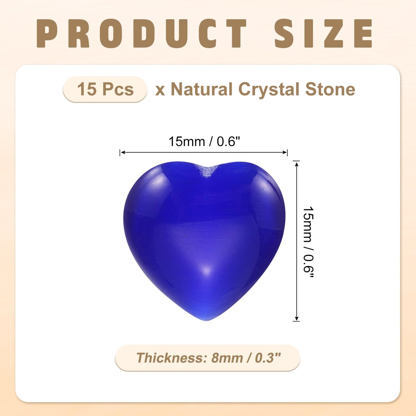 PATIKIL 15 Pcs Natural Heart Shaped Crystal Stone, 0.6 Inch Mini Polished Love Gemstone Crystal, Pocket Rock Engraved Worry Stones for Women Gifts Meditation, Dark Blue Cats Eye