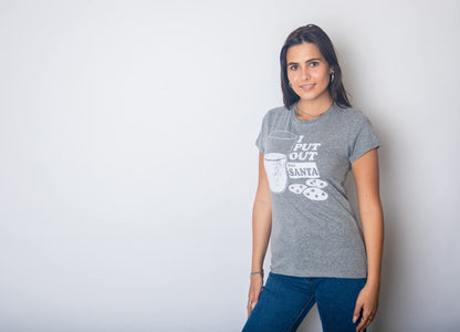 Womens I Put Out for Santa T Shirt Funny Sarcastic Novelty Tee Funny T Shirts Christmas Tops for Women Cool Adult Humor Top Women's Novelty Dark Grey L