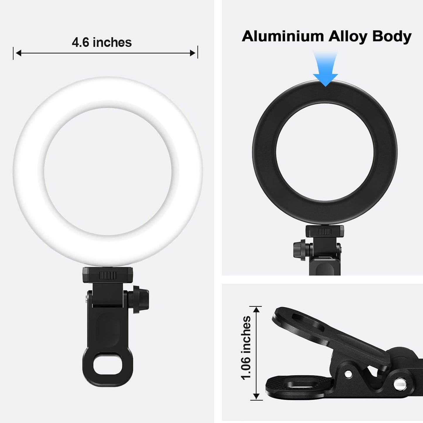 Ring Light Clip on Laptop Monitor, Webcam Light 10 Brightness Level Video Conference Lighting for Remote Working/Zoom Calls/Self Broadcasting/Live Streaming/Video Recording/TikTok