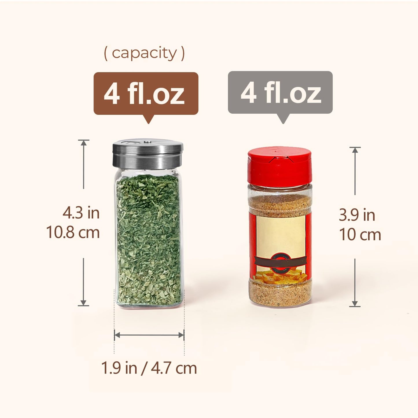 ComSaf Aesthetic Minimalist Spice Jars Set with Adjustable Shaker Lids, 4oz 24PCS Glass Spice Containers with 45 Labels, Square Condiment Jars for Kitchen Organization, Salt and Pepper Seasoning Set