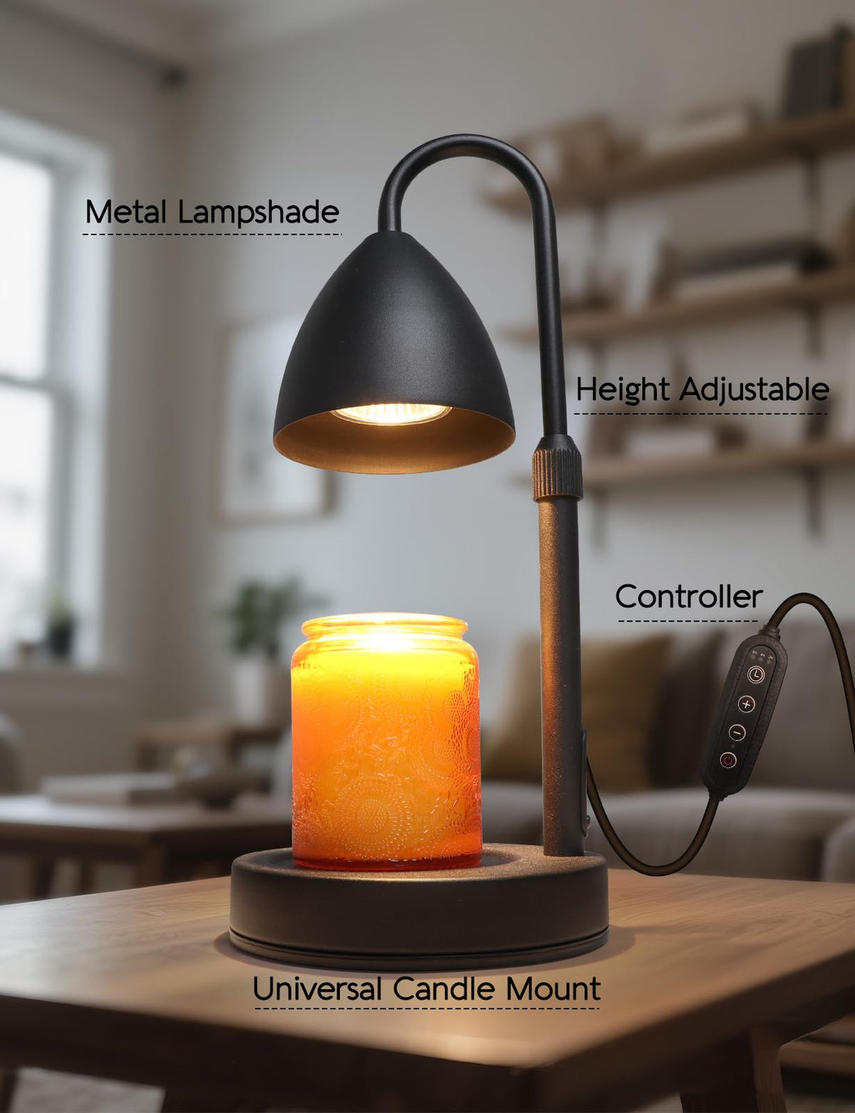 MRSZIRUI Candle Warmer Lamp with Timer Dimmable, Lamp Candle Warmer Birthday Gifts for Women, Black Adjustable Wax Melter Warmer for Jar Candles, House Warming Gift Home Decor