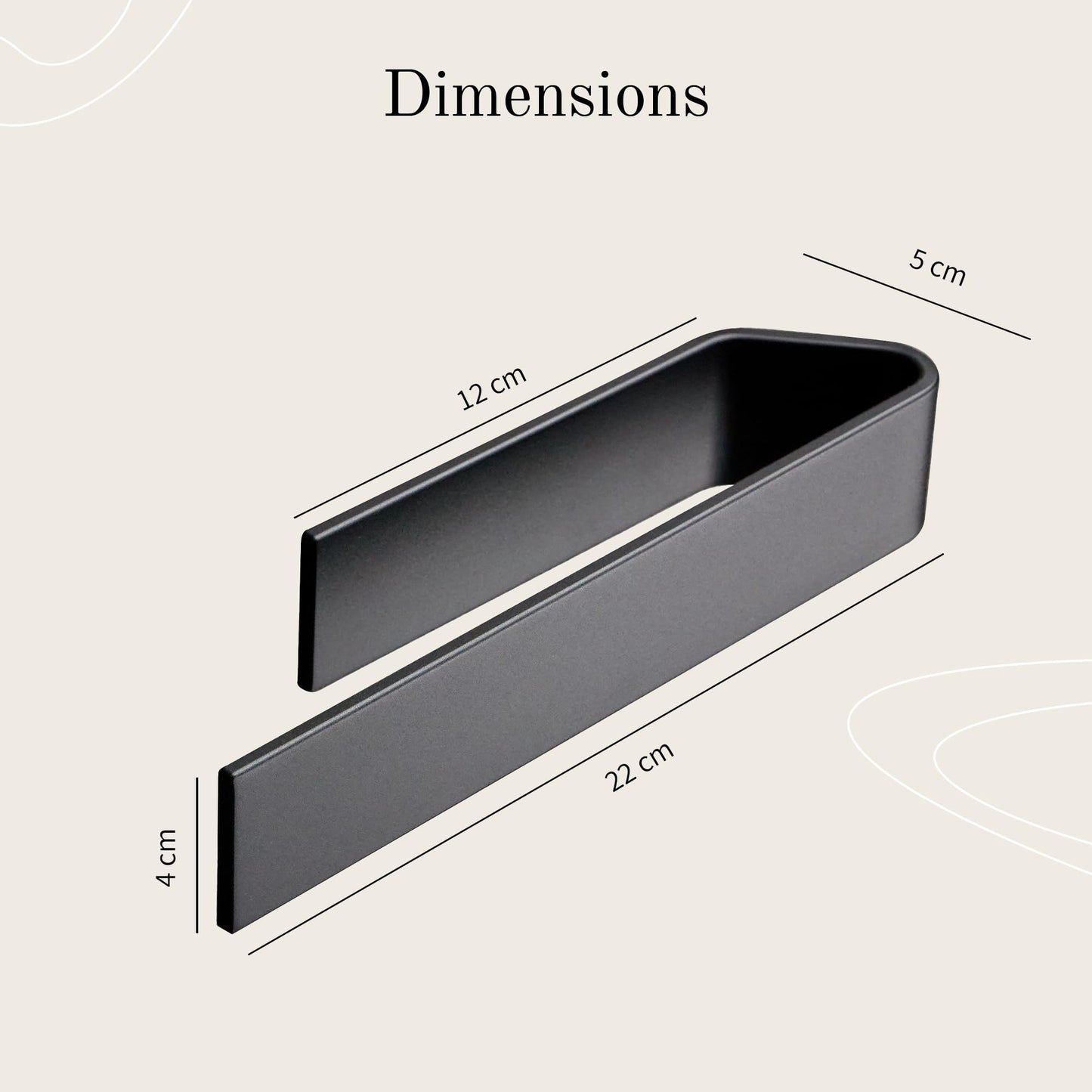 Designfactory Hamburg towel rail | Self Adhesive towel holder | towel rail for bathroom and kitchen | 22 cm | Modern design | Matt Black