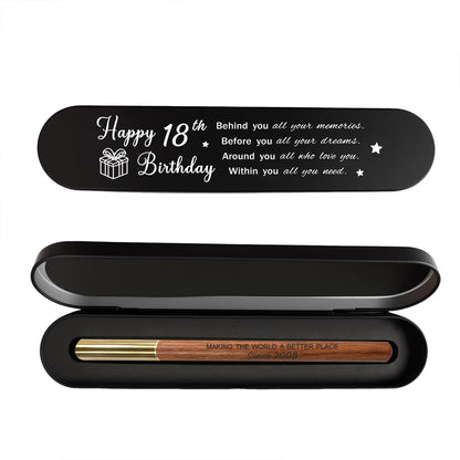 iyaone 18th Birthday Gift for 2008 Born - Engraved Wooden Gel Pen & Keepsake Box Set, Inspirational Gift for New Adult, 18 Year Old Birthday Present