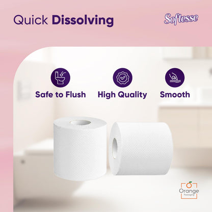 Softesse Toilet Paper 60 Rolls, 3 Ply Toilet Rolls Bulk Buy, Luxuriously Soft, Gentle and Hypoallergenic Sustainable Toilet Rolls - Quilted Toilet Roll for Your Family - Dermatologically Tested (60)