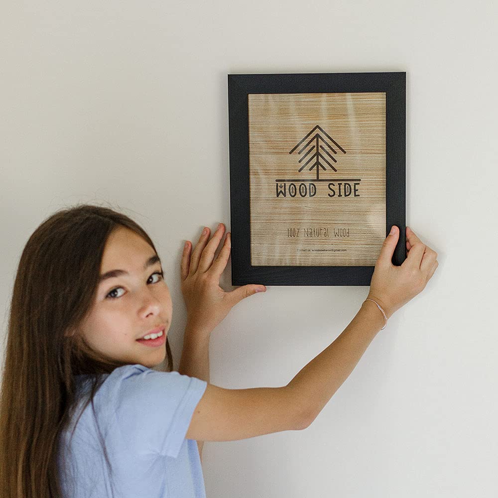 8.5 x 11 Wooden Rustic Picture Frames - Set of 2 for Diploma Documents and Certificates Wall Mount and Tabletop - Natural Wood Photo Frame - Charcoal