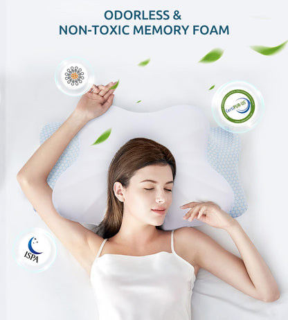 Cervical Pillow for Neck and Shoulder, Ergonomic Contour Memory Foam Pillows for Sleeping, Cooling Neck Support Pillow for Back Stomach Side Sleeper Dark Grey